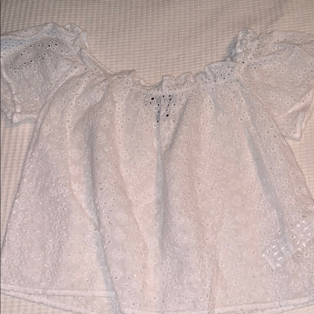 White forever 21 eyelet off the shoulder top